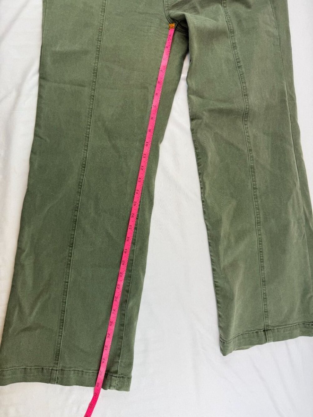 Paige Womens High-Rise Wide-Leg Green Pants Size 31 Cotton Blend - Picture 11 of 12